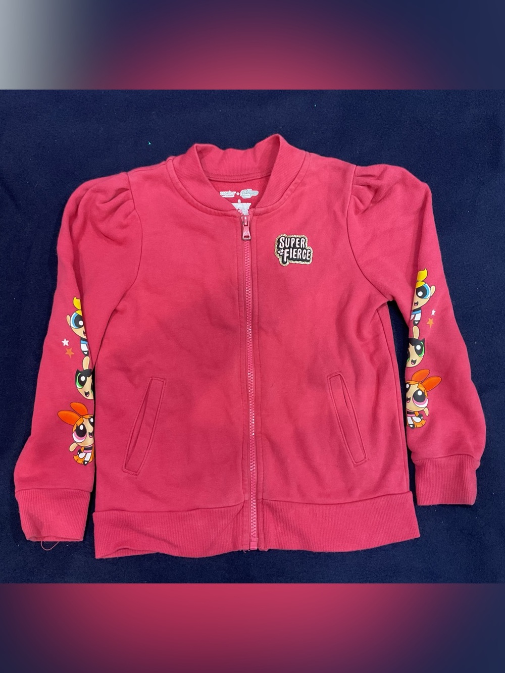 Powerpuff Girls Kids Pink Zip-Up Hoodie Size 8